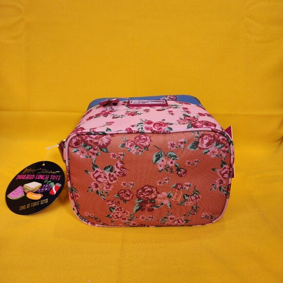Betsey Johnson Rose Floral 6 Pack Insulated Lunch Bag Train Case Cooler NEW - Picture 8 of 11